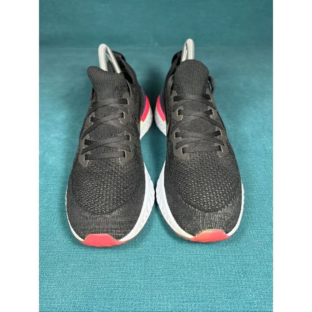 Nike Epic React Flyknit 2 Black Hyper Pink Volt Running Shoes Women’s Size 8
